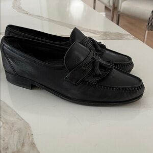 Bally Black Leather Tassel Loafers for Men